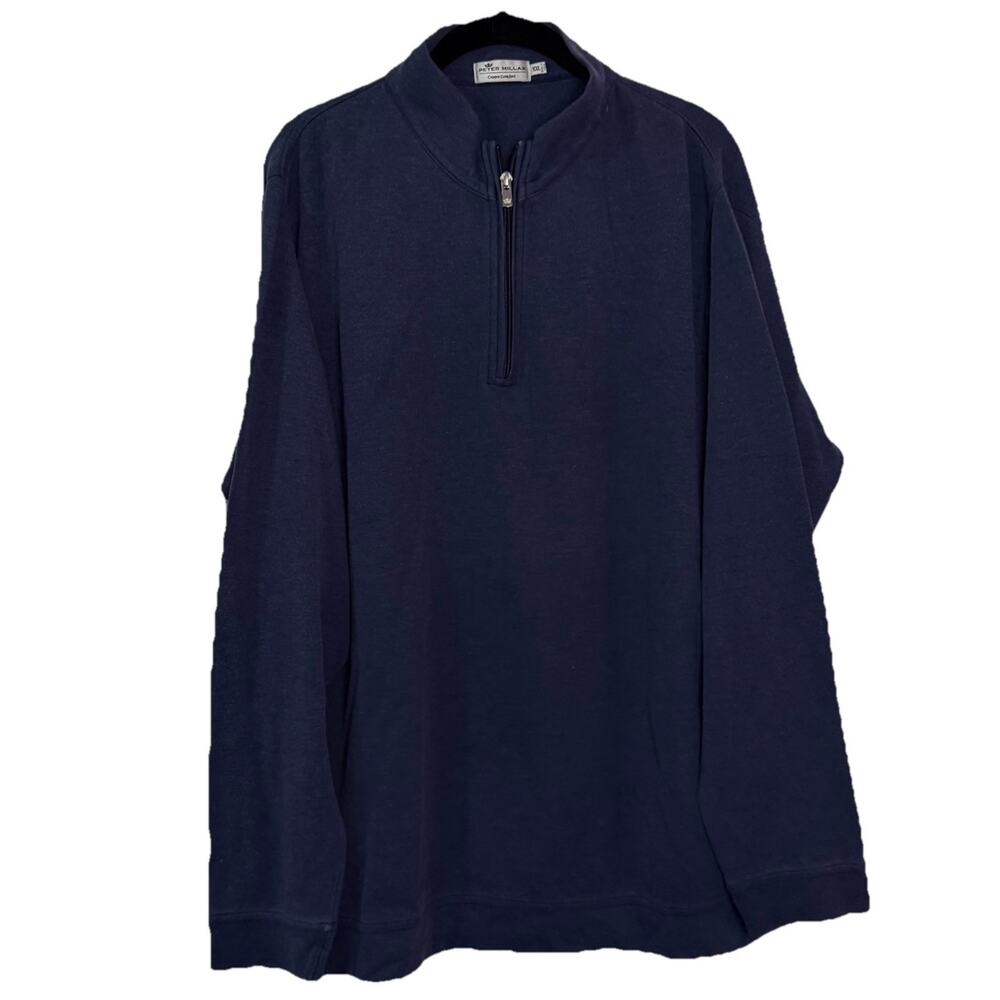 Peter Millar Sweater Mens XXL Crown Comfort 1/4 Zip Pullover Classic MEOK40 Blue